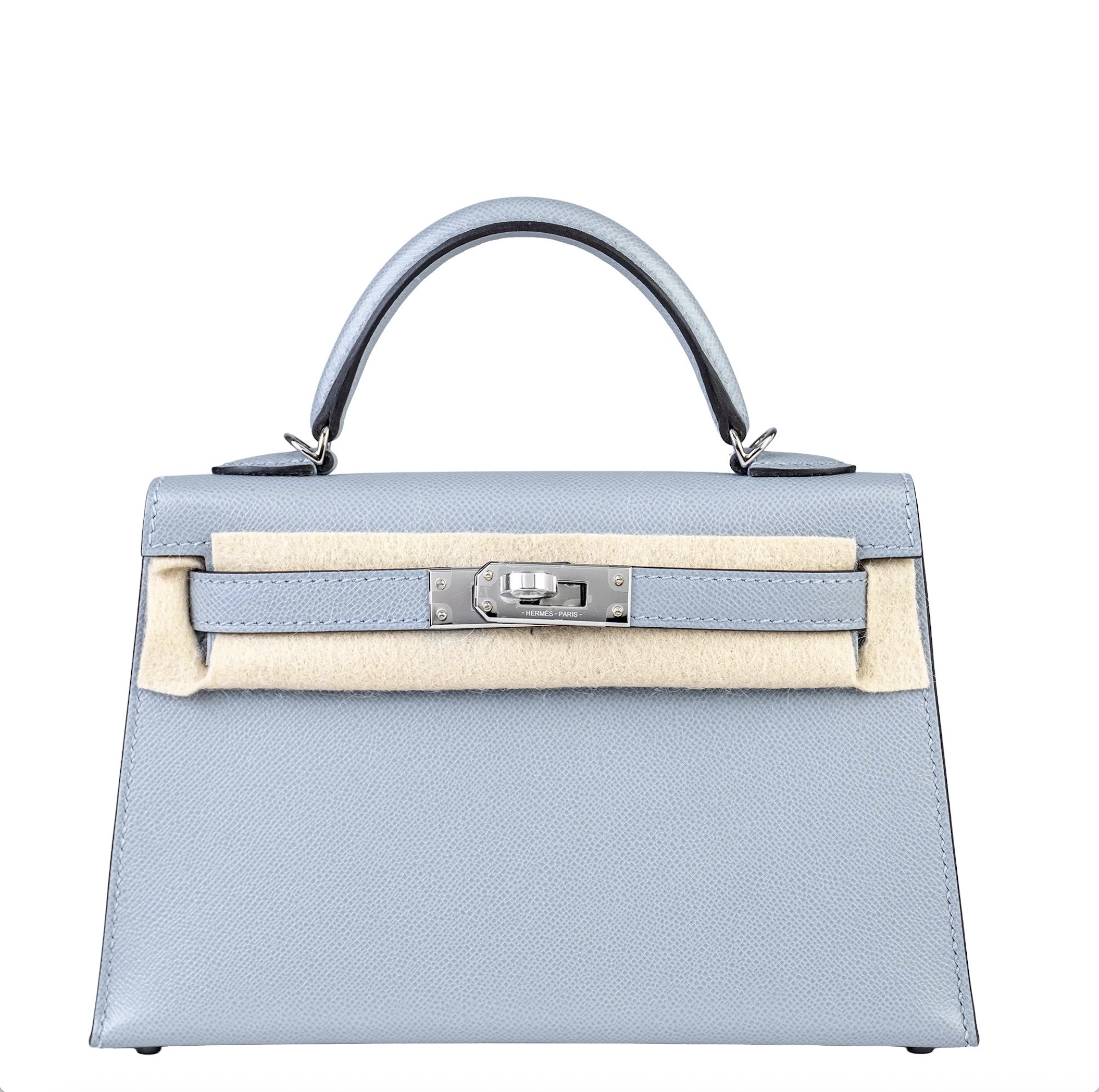 HERMES Kelly 20 Gris Pantin Veau Madame Palladium Hardware