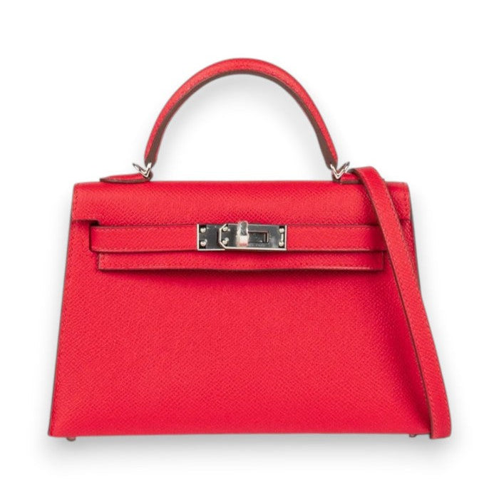 HERMES Kelly 20 Rouge Radieux Epsom Palladium Hardware