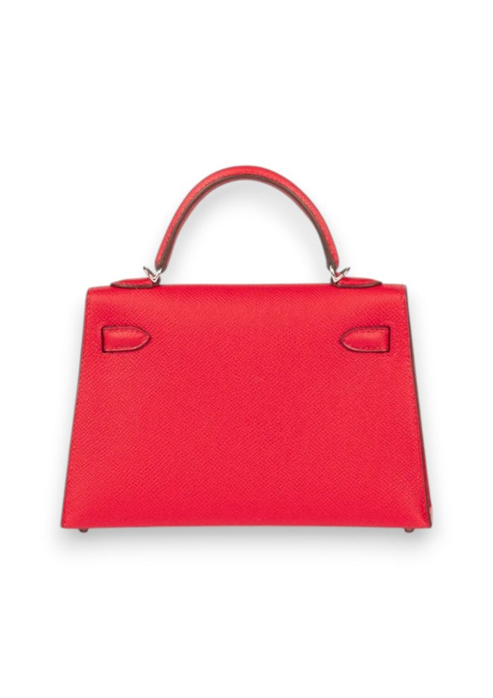 HERMES Kelly 20 Rouge Radieux Epsom Palladium Hardware