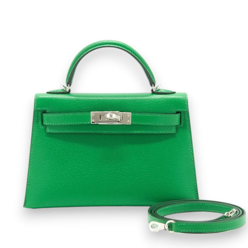 HERMES Kelly 20 Bambou Chevre Palladium Hardware