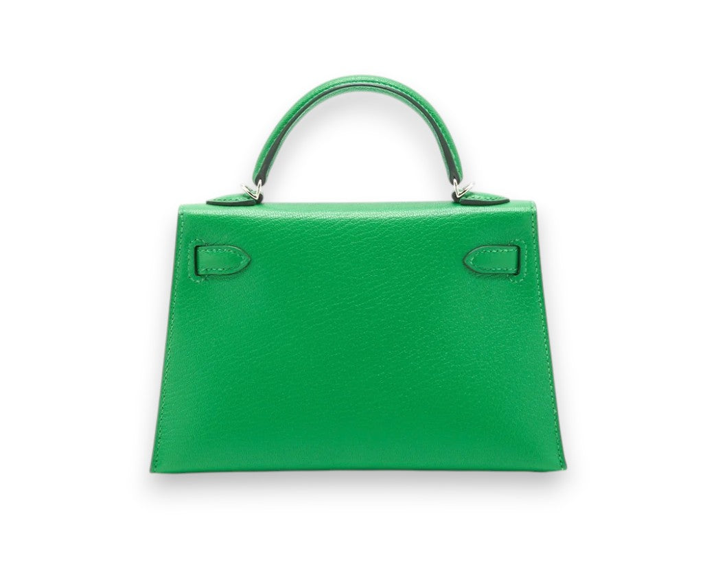 HERMES Kelly 20 Bambou Chevre Palladium Hardware