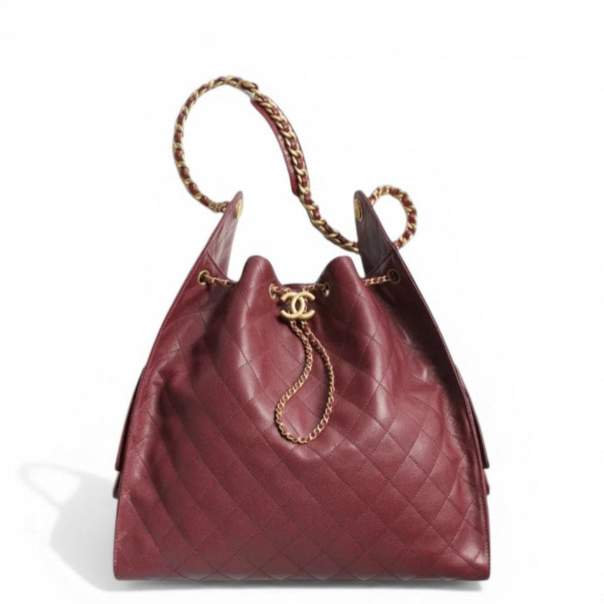CHANEL 25 Medium Burgundy Caviar Gold Hardware