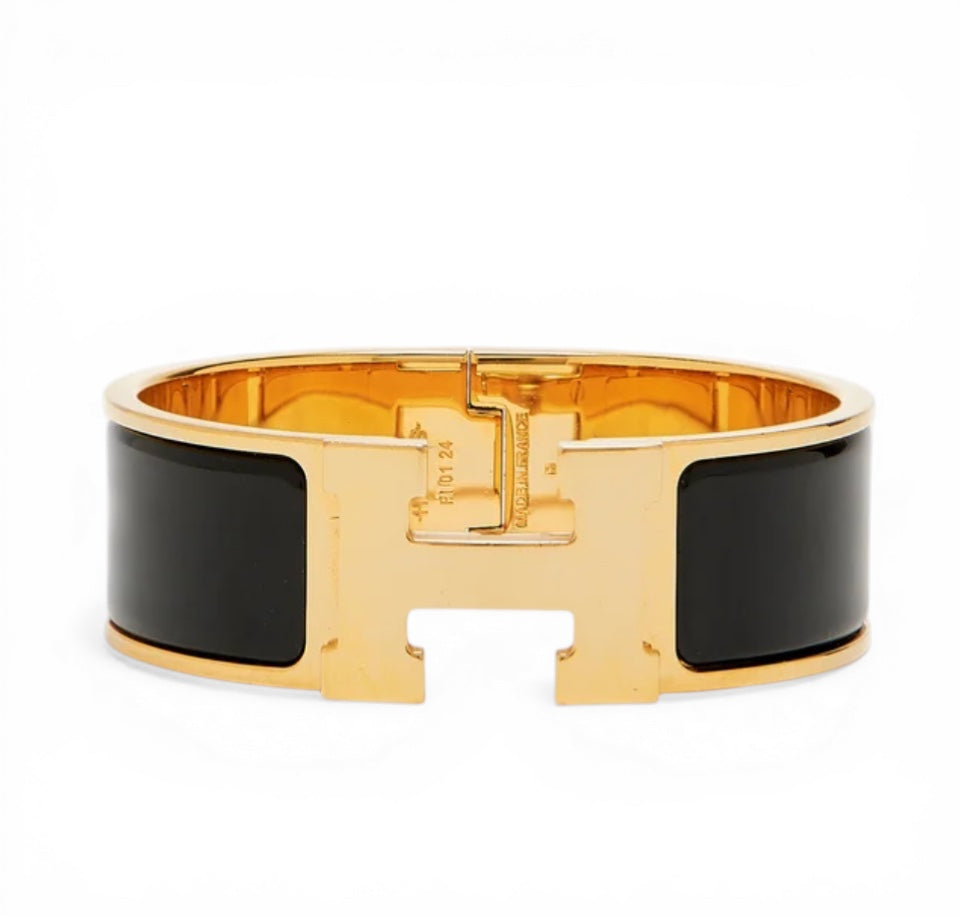 HERMES Clic Clac H Noir Gold Hardware