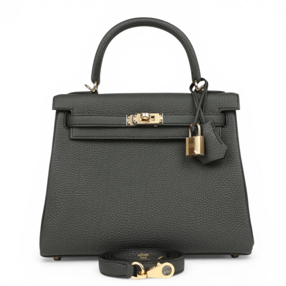 HERMES Kelly 25 Plomb Togo Permabrass Hardware