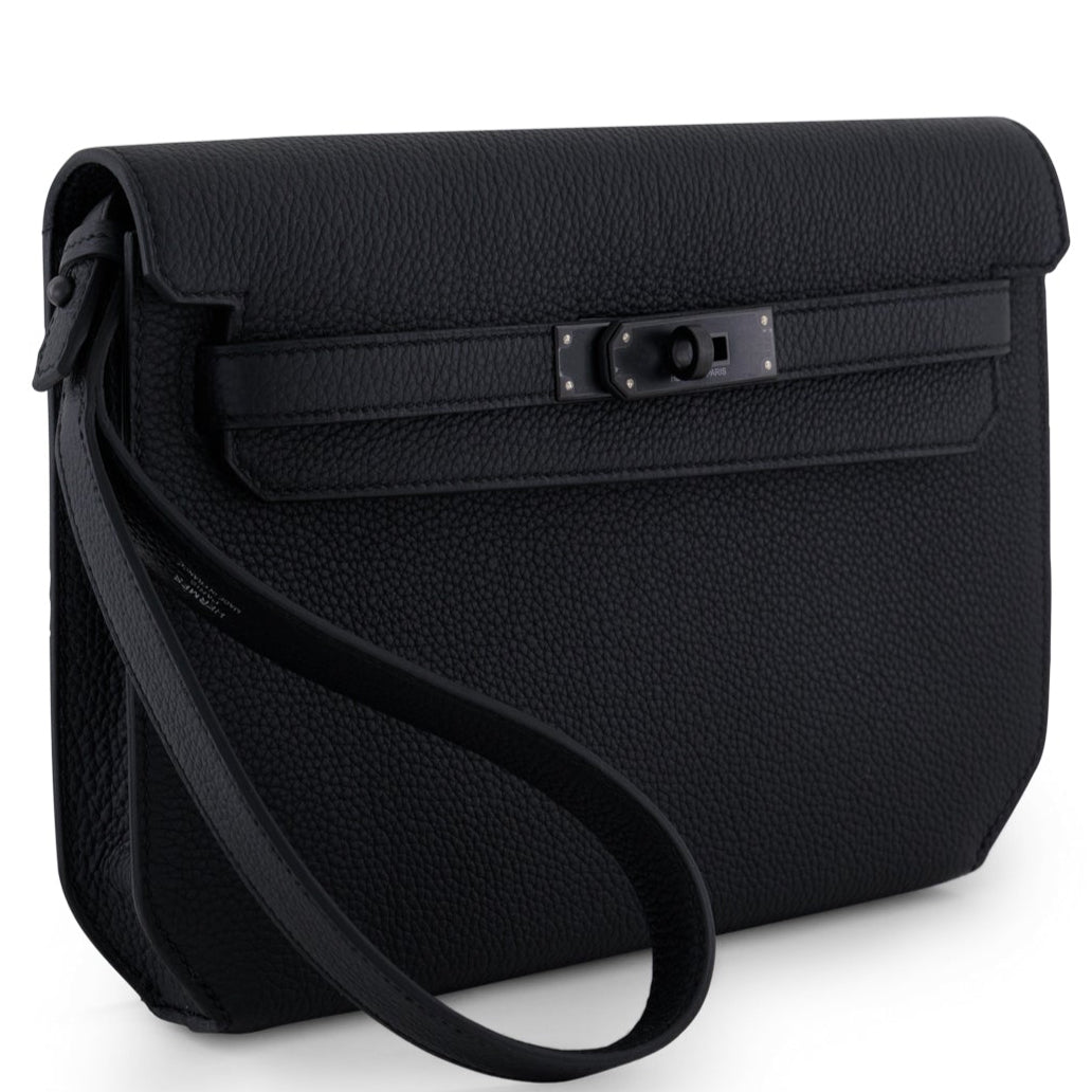 HERMES Kelly Depeche Noir Togo Leather So Black Hardware