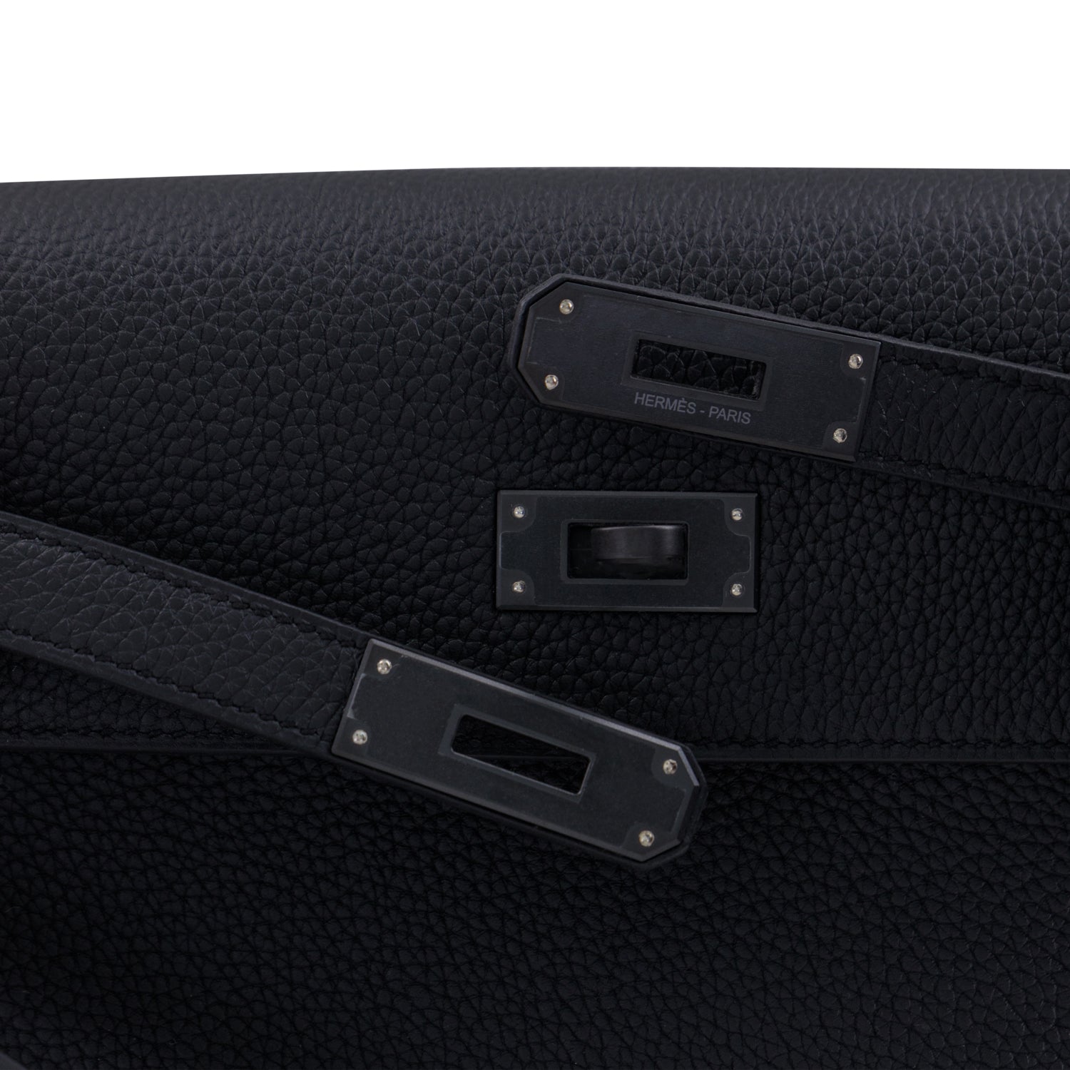 HERMES Kelly Depeche Noir Togo Leather So Black Hardware