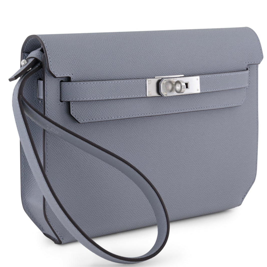 HERMES Kelly Depeche Gris Pantin Epsom Leather Palladium Hardware