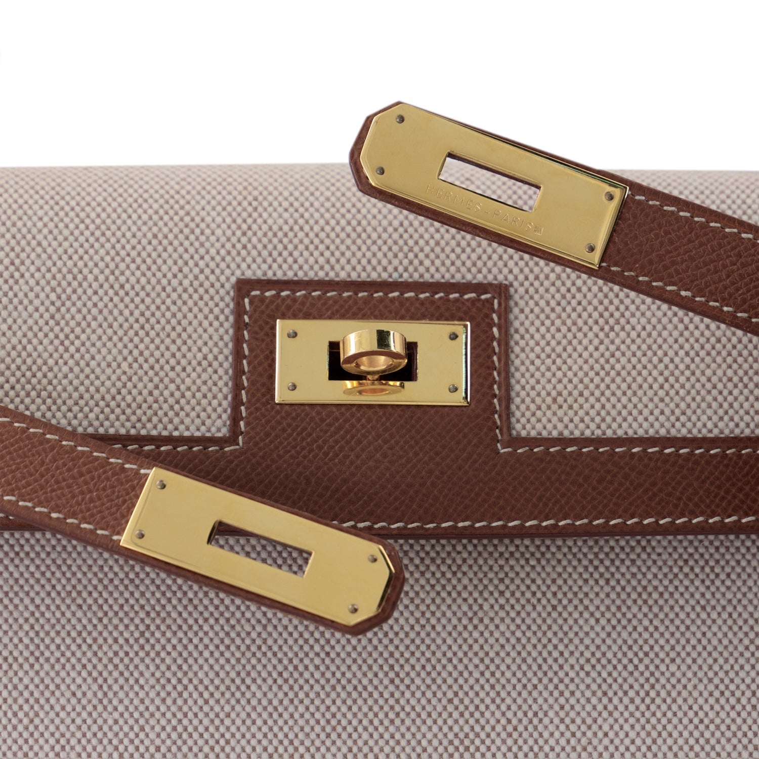HERMÈS Kelly 32 Gold Canvas Gold Hardware (GHW)