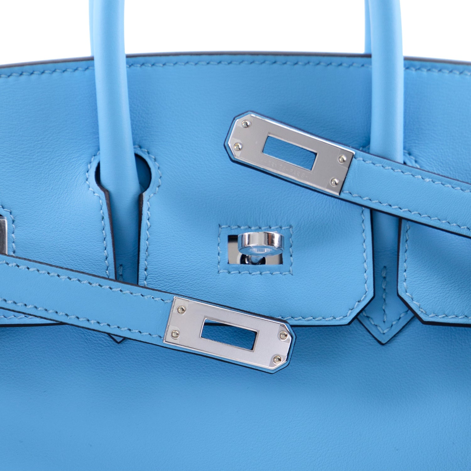 HERMÈS Birkin 25 Bleu Celeste Swift Leather Palladium Hardware