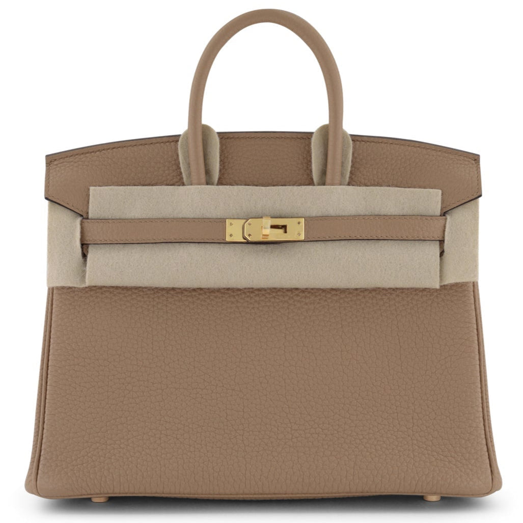 HERMÈS Birkin 25 Craie Togo Leather Gold Hardware