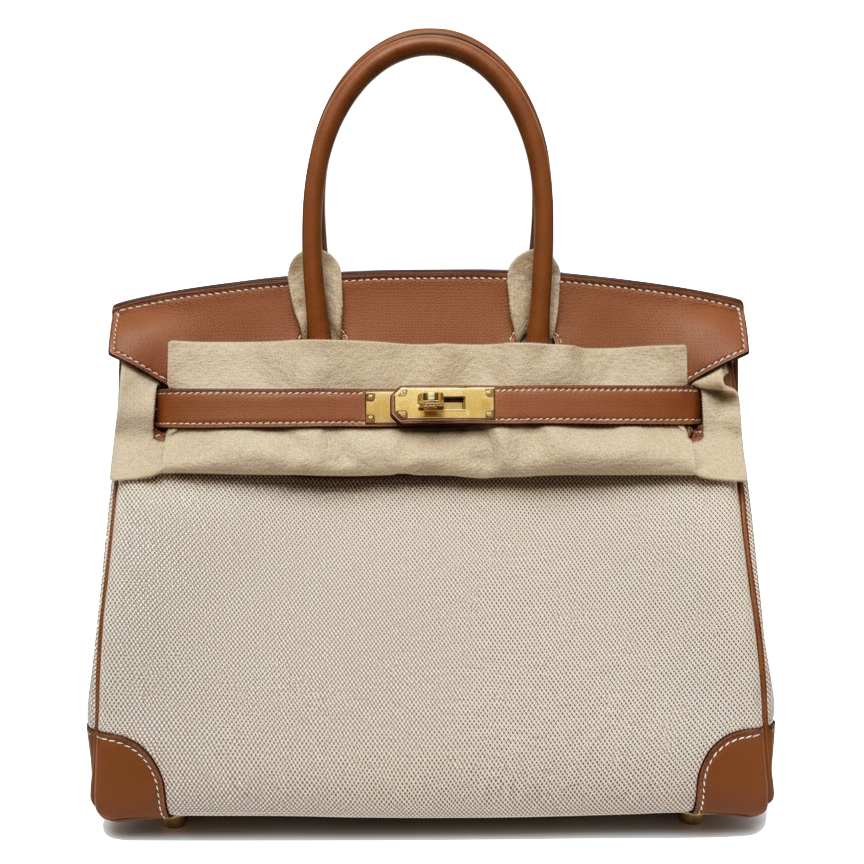 HERMES Birkin 30 Gold Toile Gold Hardware