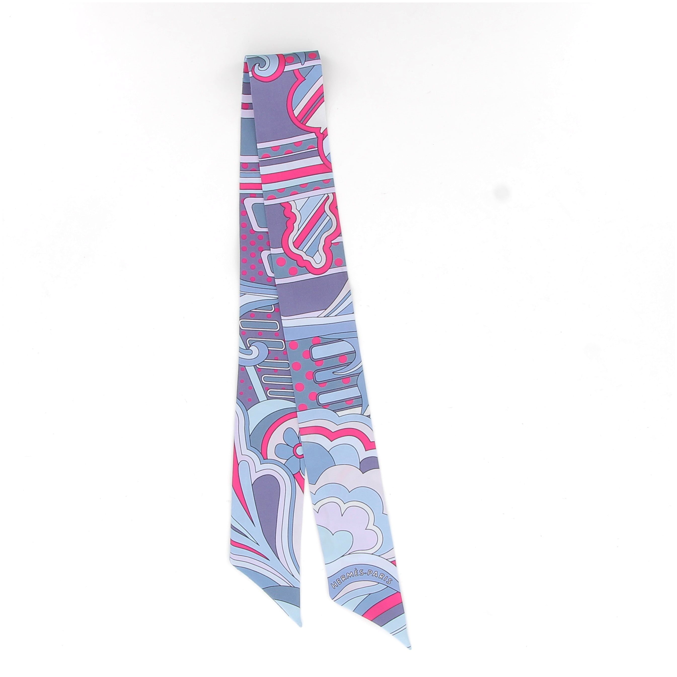 HERMES Twilly Faubourg Rainbow Bleu jean/Rose vif