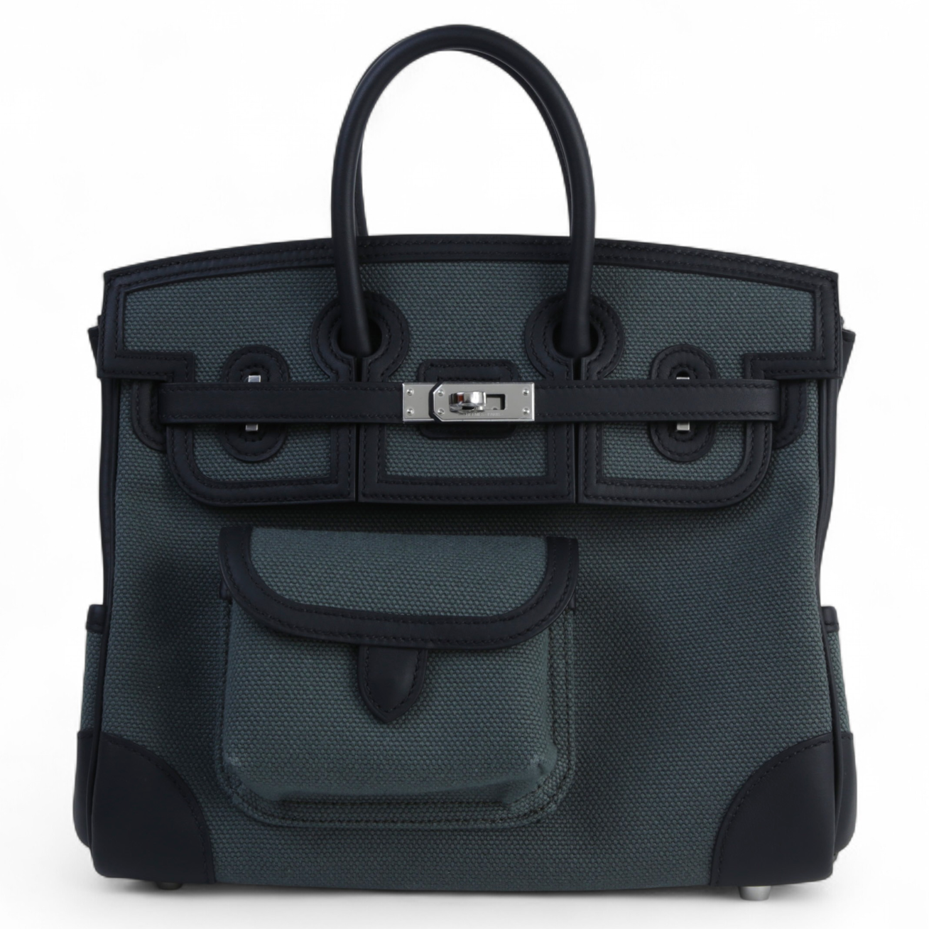 HERMÈS Birkin Cargo 25 Vert Mangrove Canvas Swift Leather Palladium Hardware