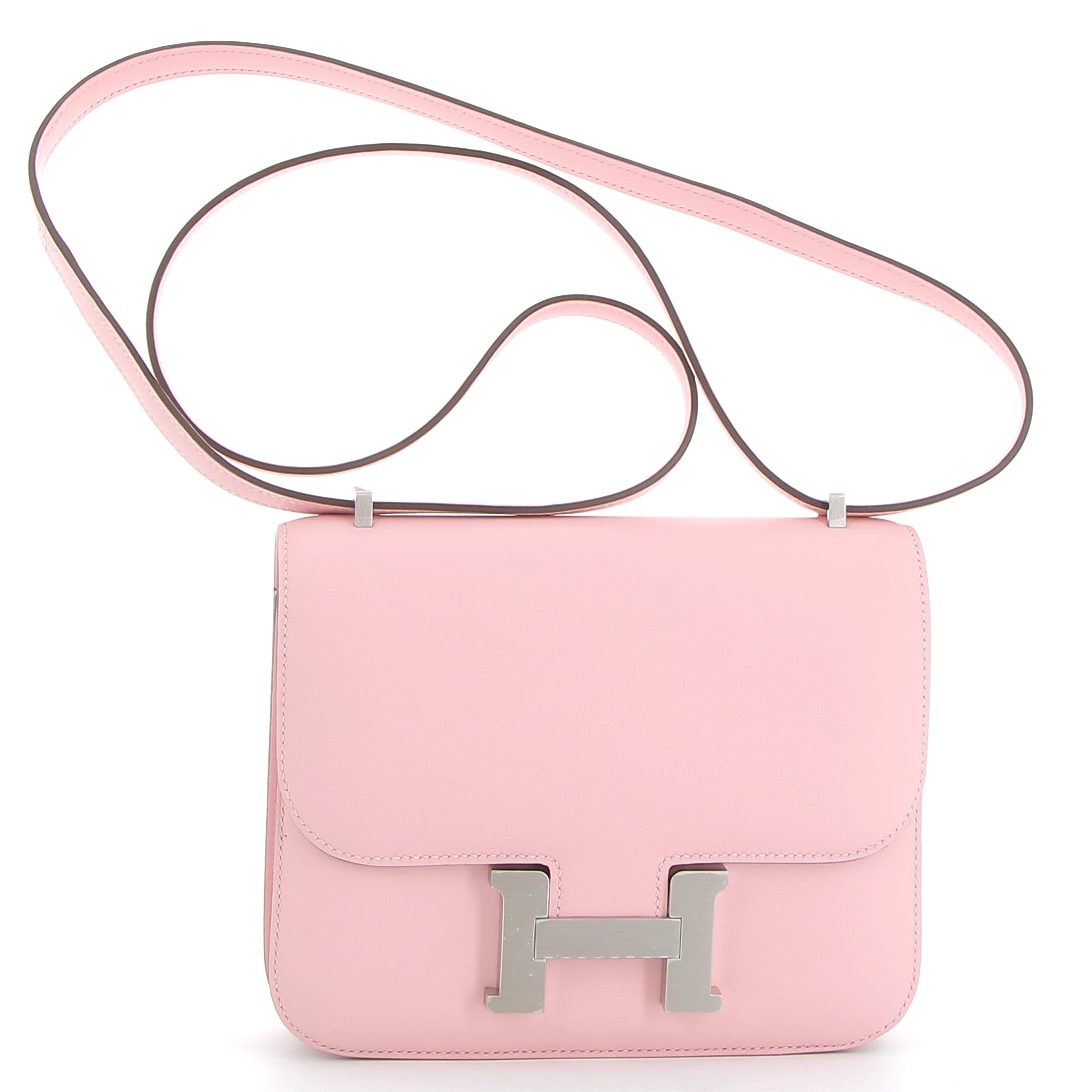 HERMES Constance 18 Rose Sakura Swift Leather Palladium Hardware