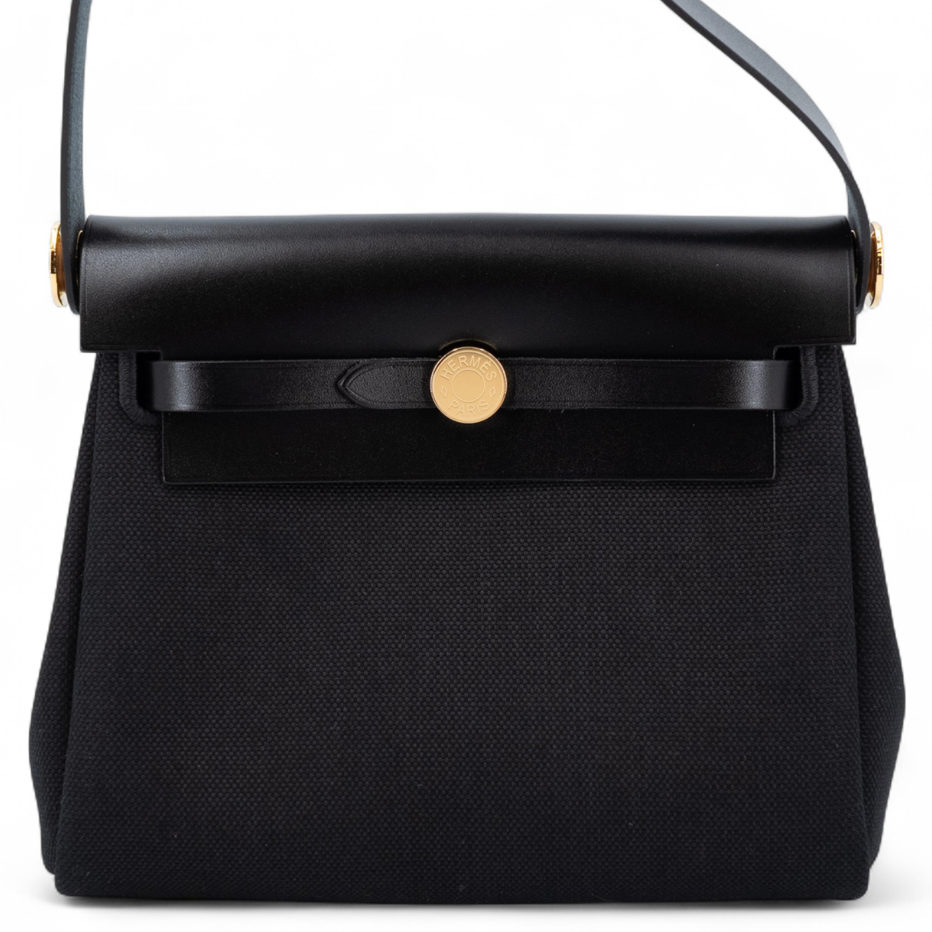 HERMES Herbag Mini Zip 20 Black Toile Gold Hardware