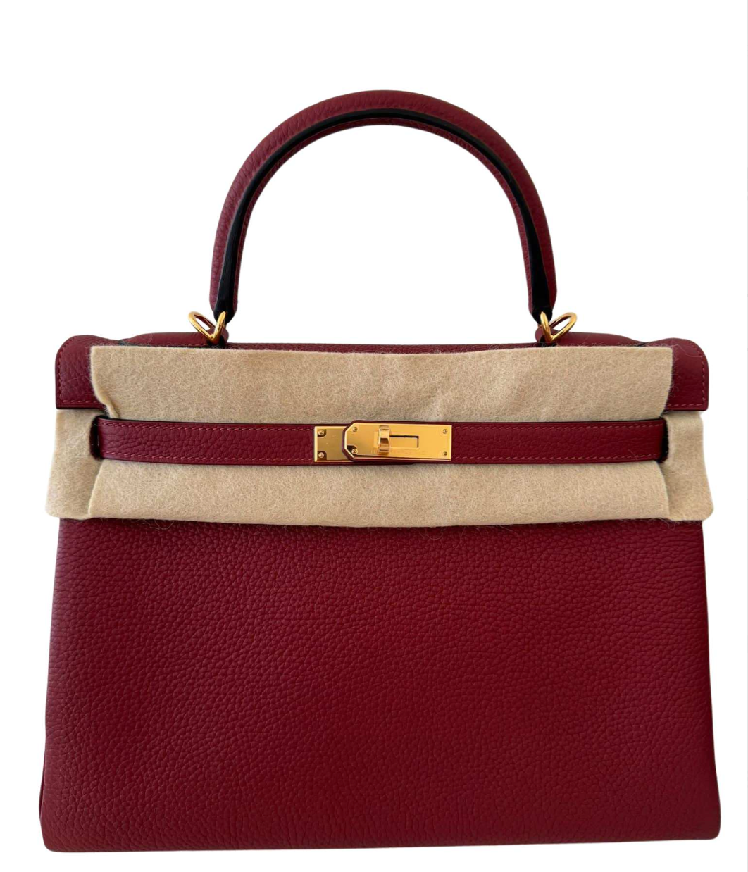 HERMES Kelly 32 Rouge H Togo Gold Hardware