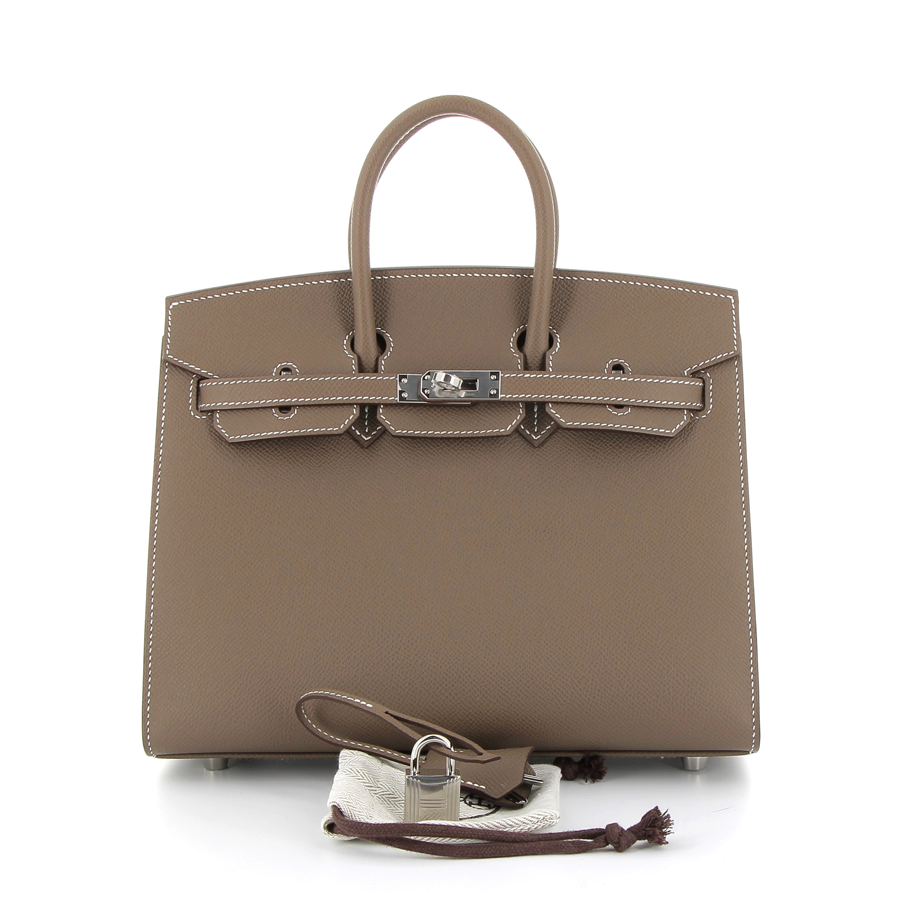 HERMES Birkin 25 Étoupe Epsom Sellier Palladium hardware