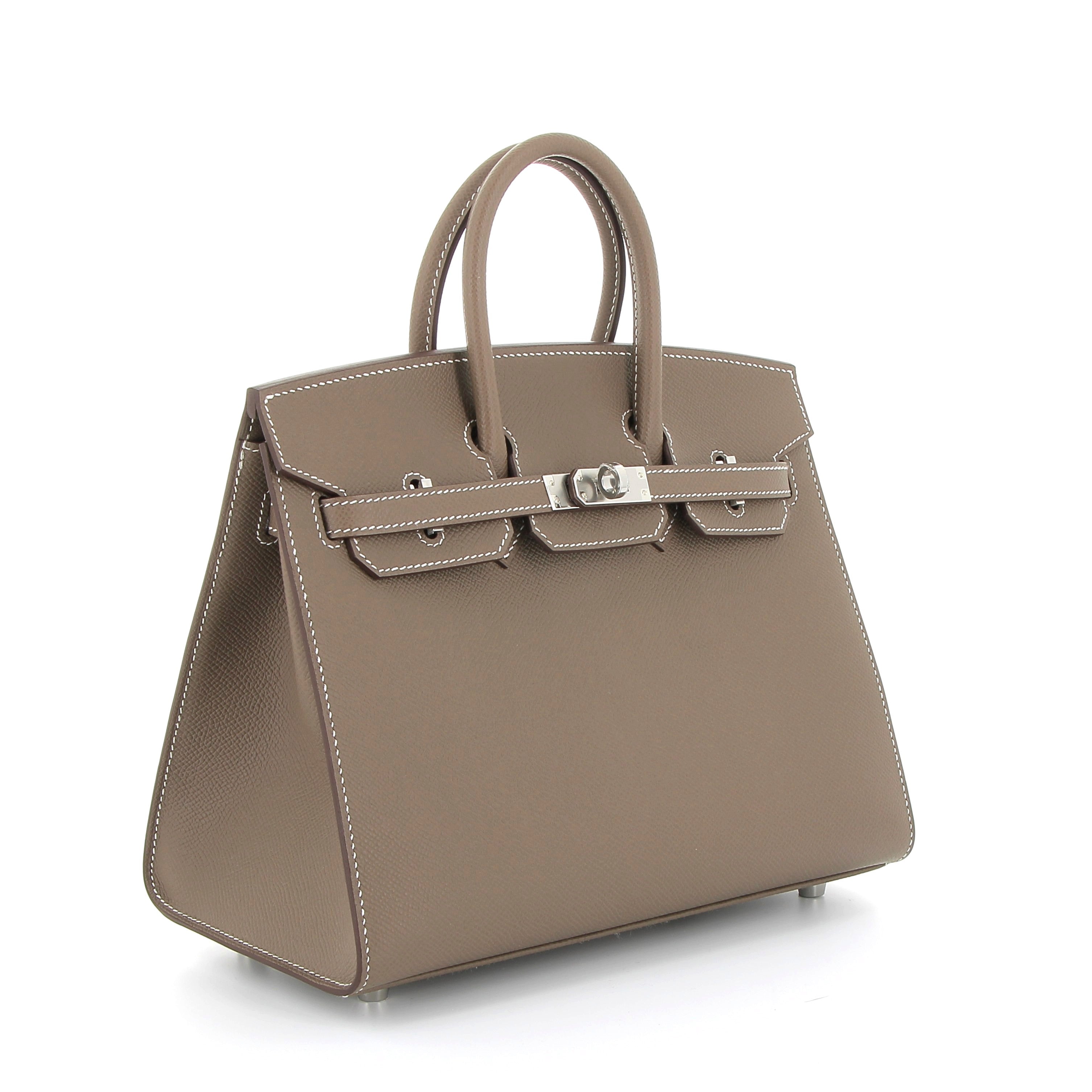 HERMES Birkin 25 Étoupe Epsom Sellier Palladium hardware