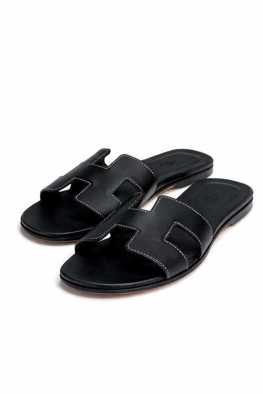 HERMES Oran Sandals Noir Box Size EU 39.5