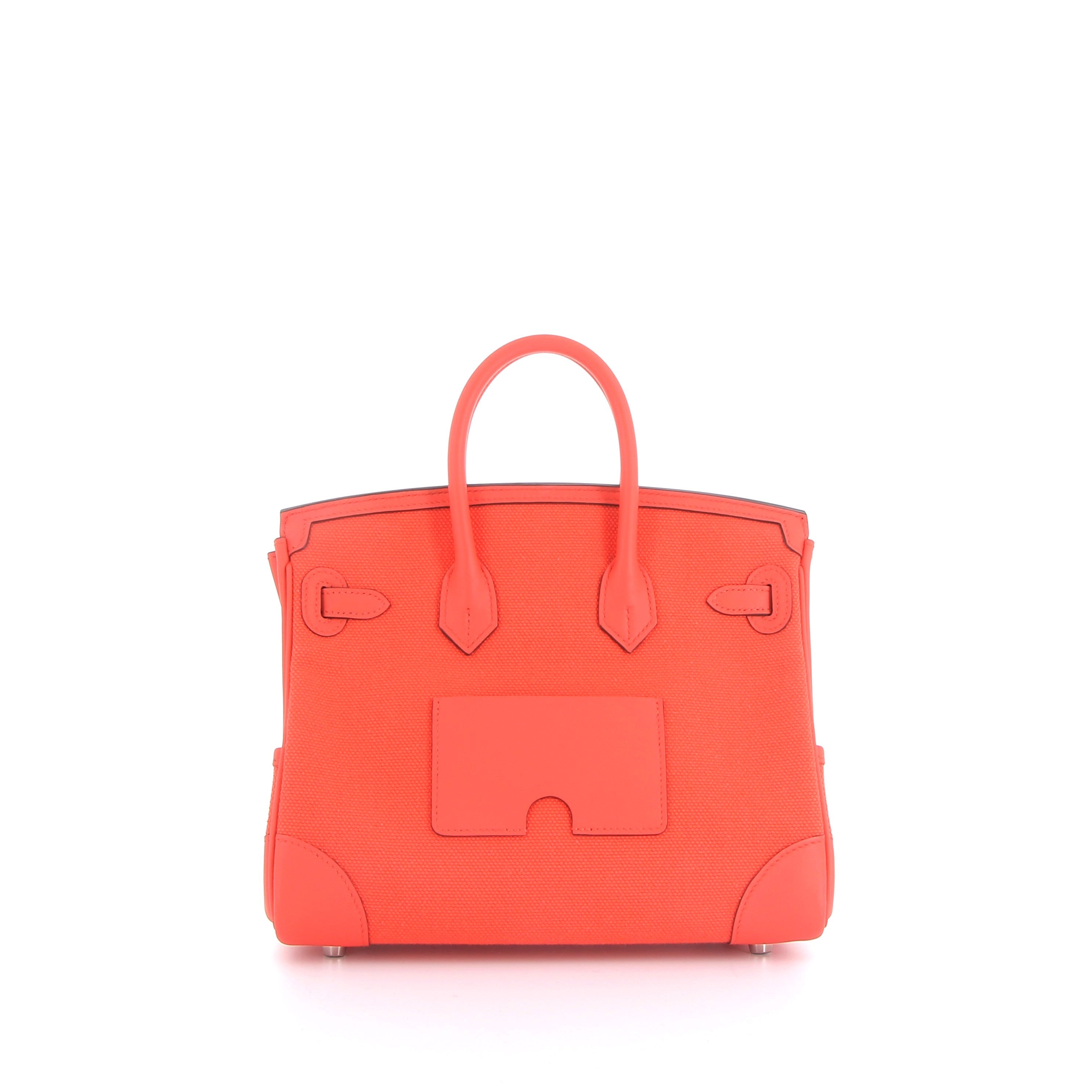 HERMÈS Birkin 25 Cargo Orange Swift/Canvas Palladium hardware