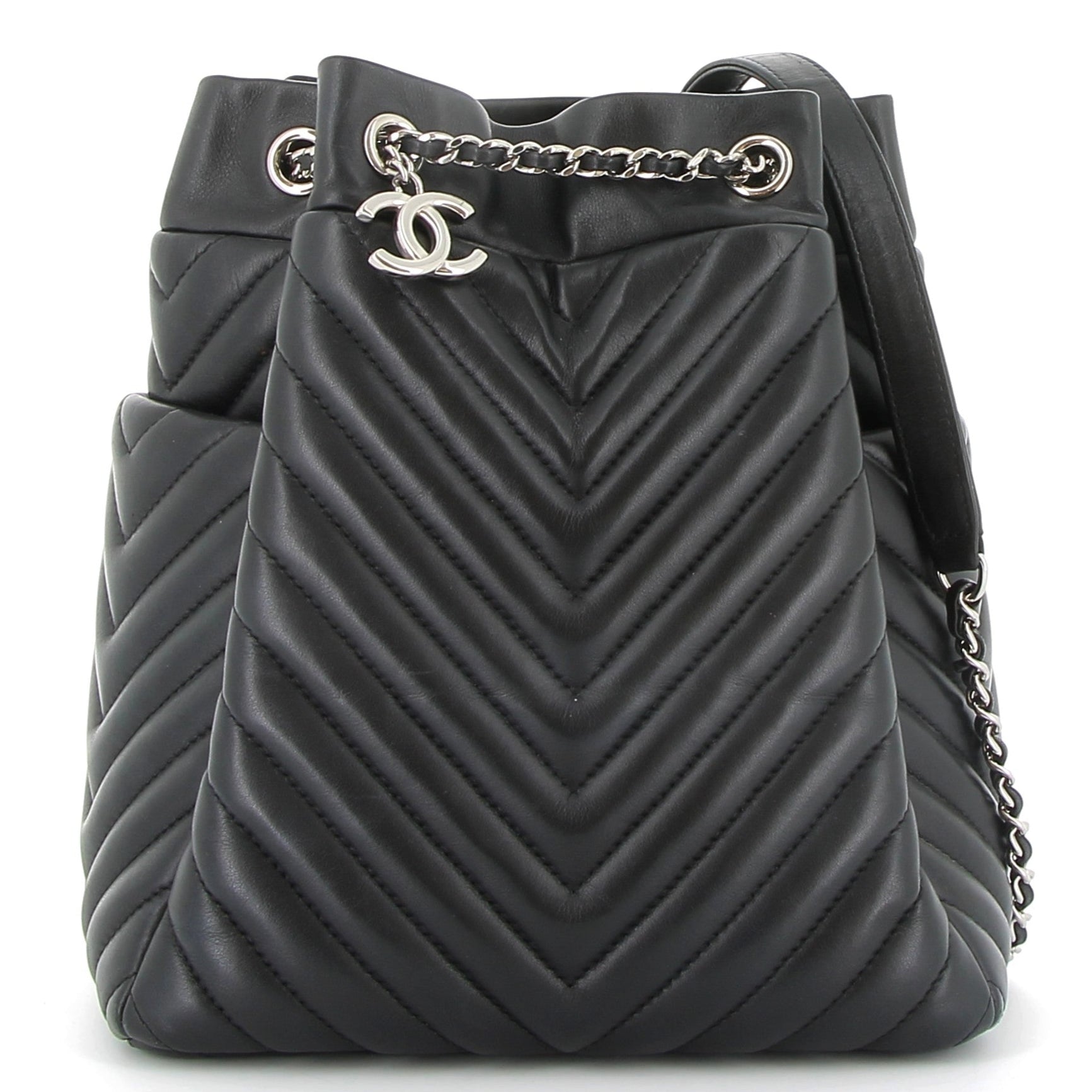 CHANEL Urban Spirit Bucket Bag Black Leather