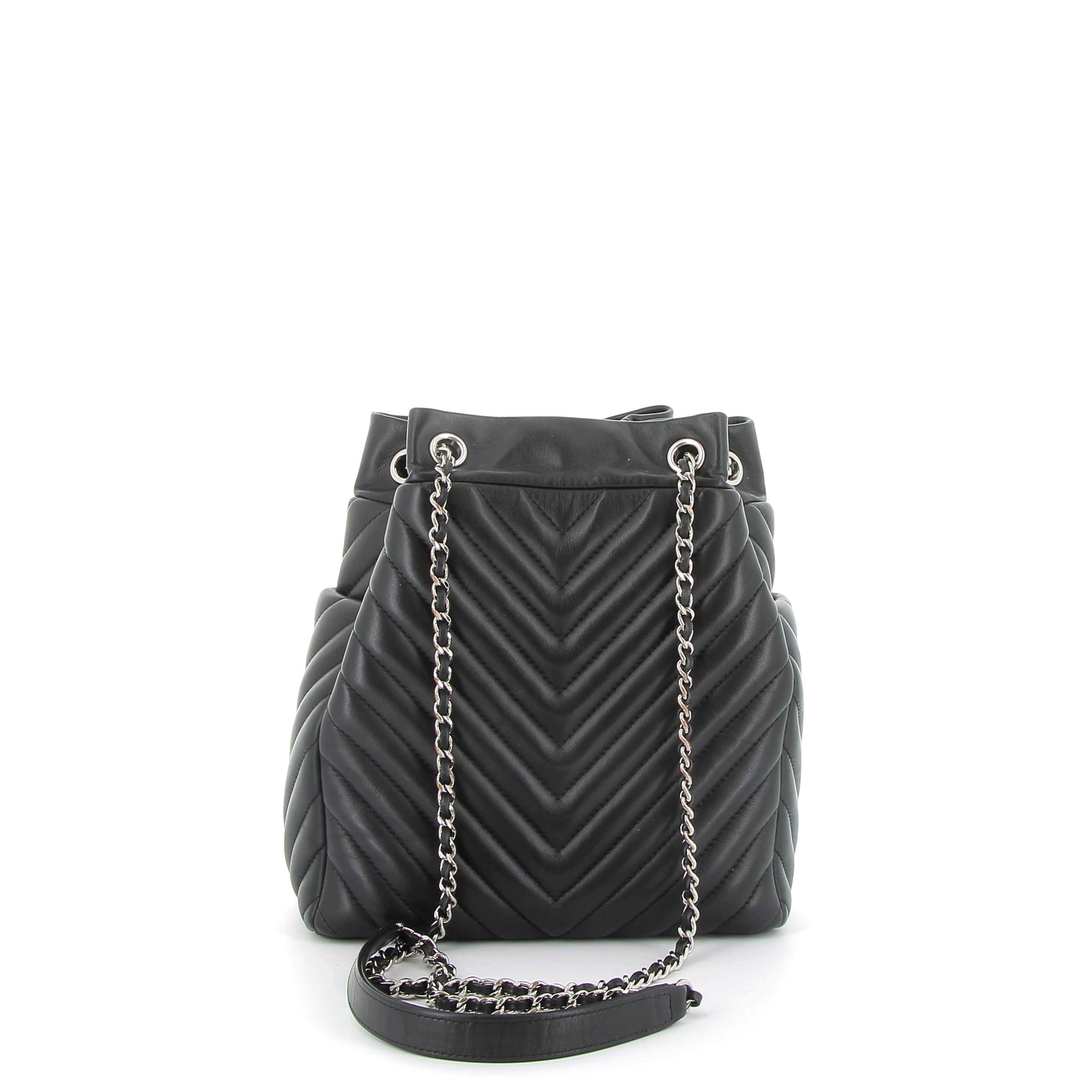 CHANEL Urban Spirit Bucket Bag Black Leather