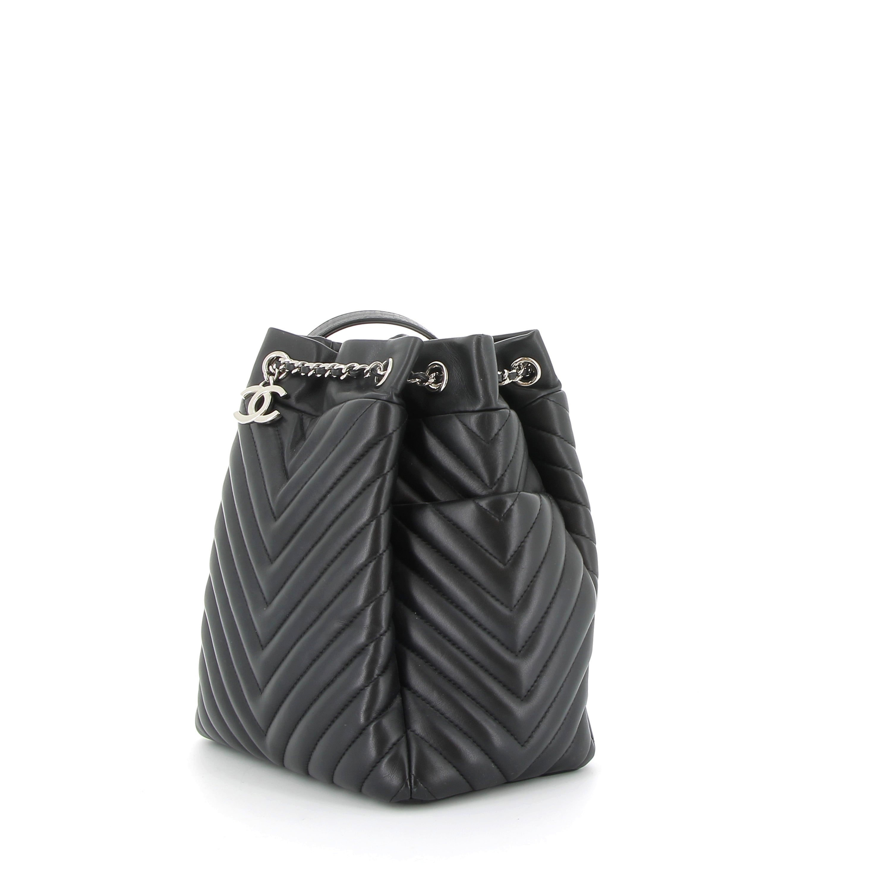 CHANEL Urban Spirit Bucket Bag Black Leather