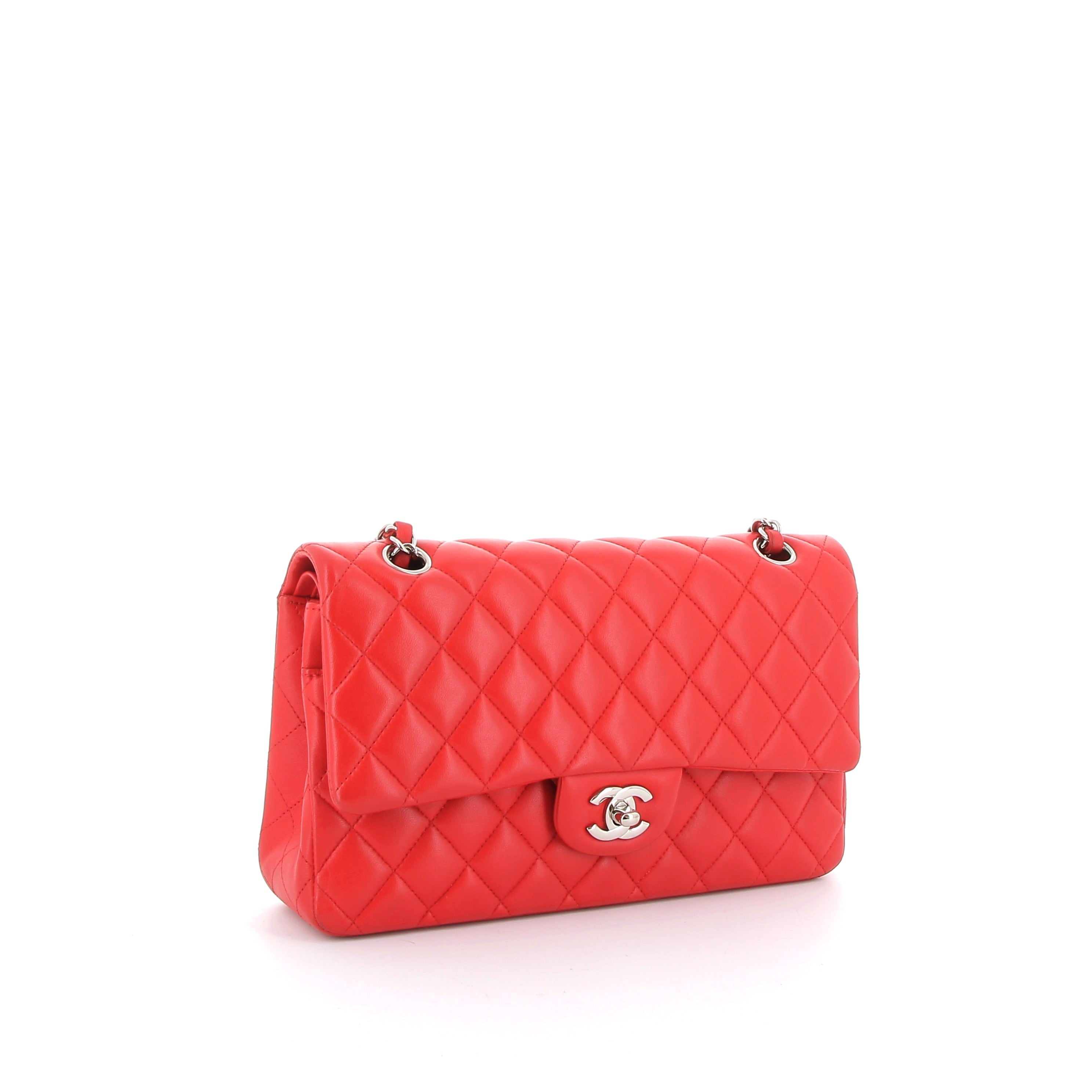 CHANEL Timeless Red Quilted Leather Silver Hardware