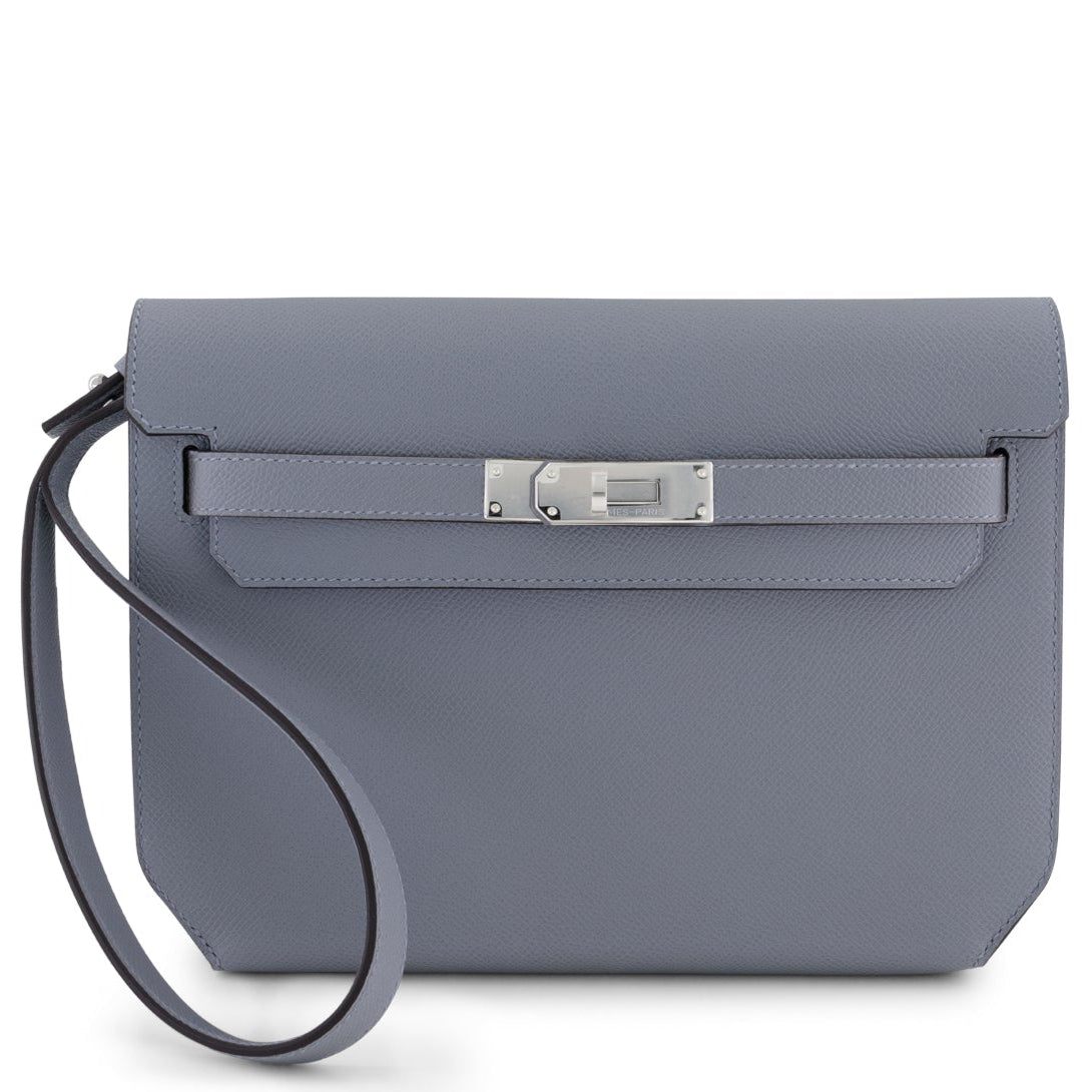 HERMES Kelly Depeche Gris Pantin Epsom Leather Palladium Hardware