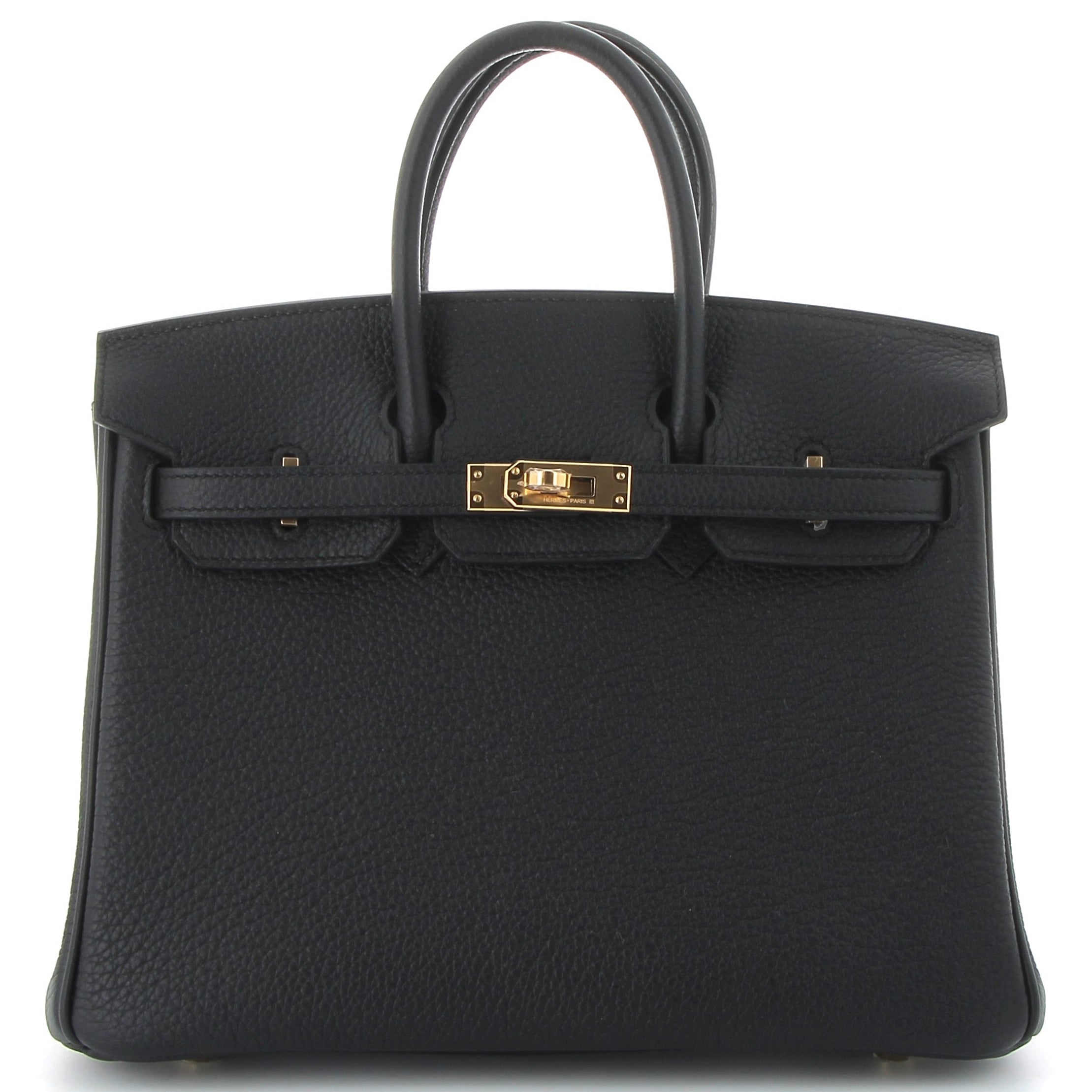 HERMES Birkin 25 Noir Togo Leather Yellow Gold Hardware