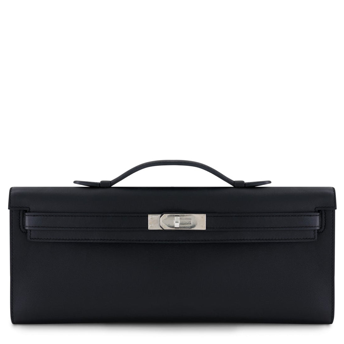 HERMES Kelly Cut Noir Swift Leather Palladium Hardware