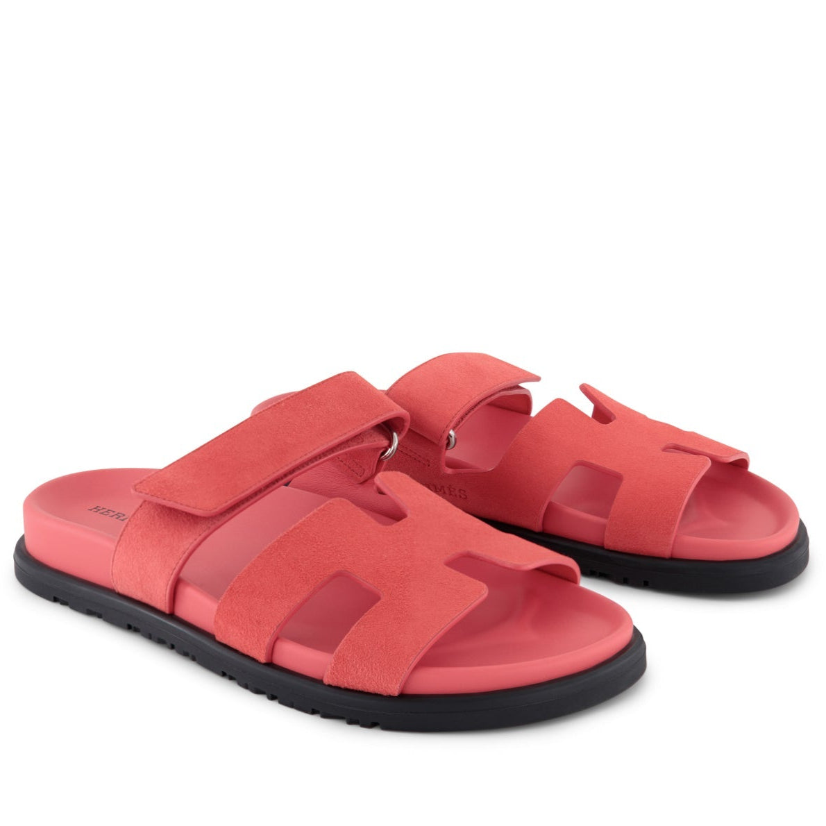 HERMÈS Chypre Sandals Rose Vermillion Chèvre Velours