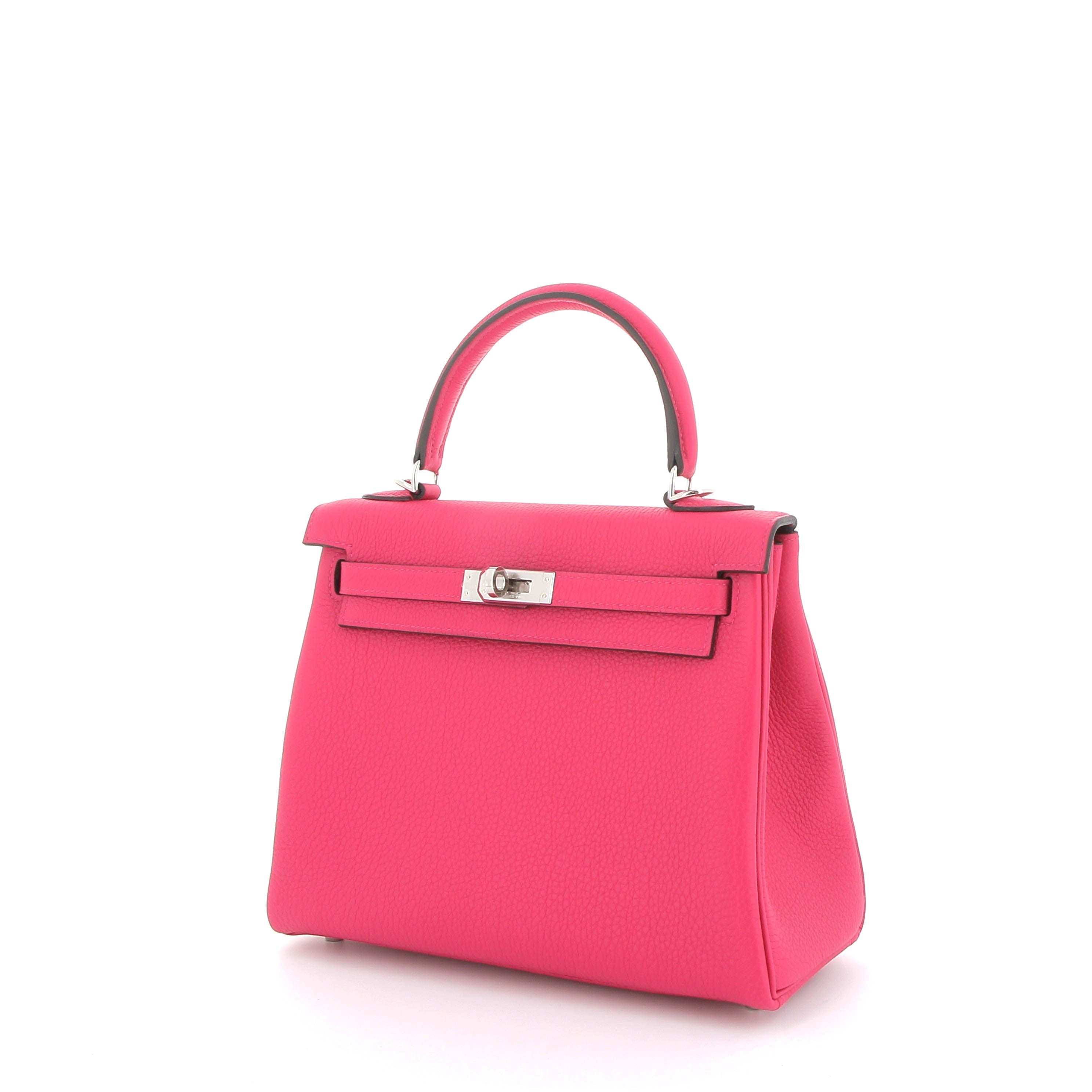 HERMÈS Kelly 25 Rose Mexico Togo Palladium hardware