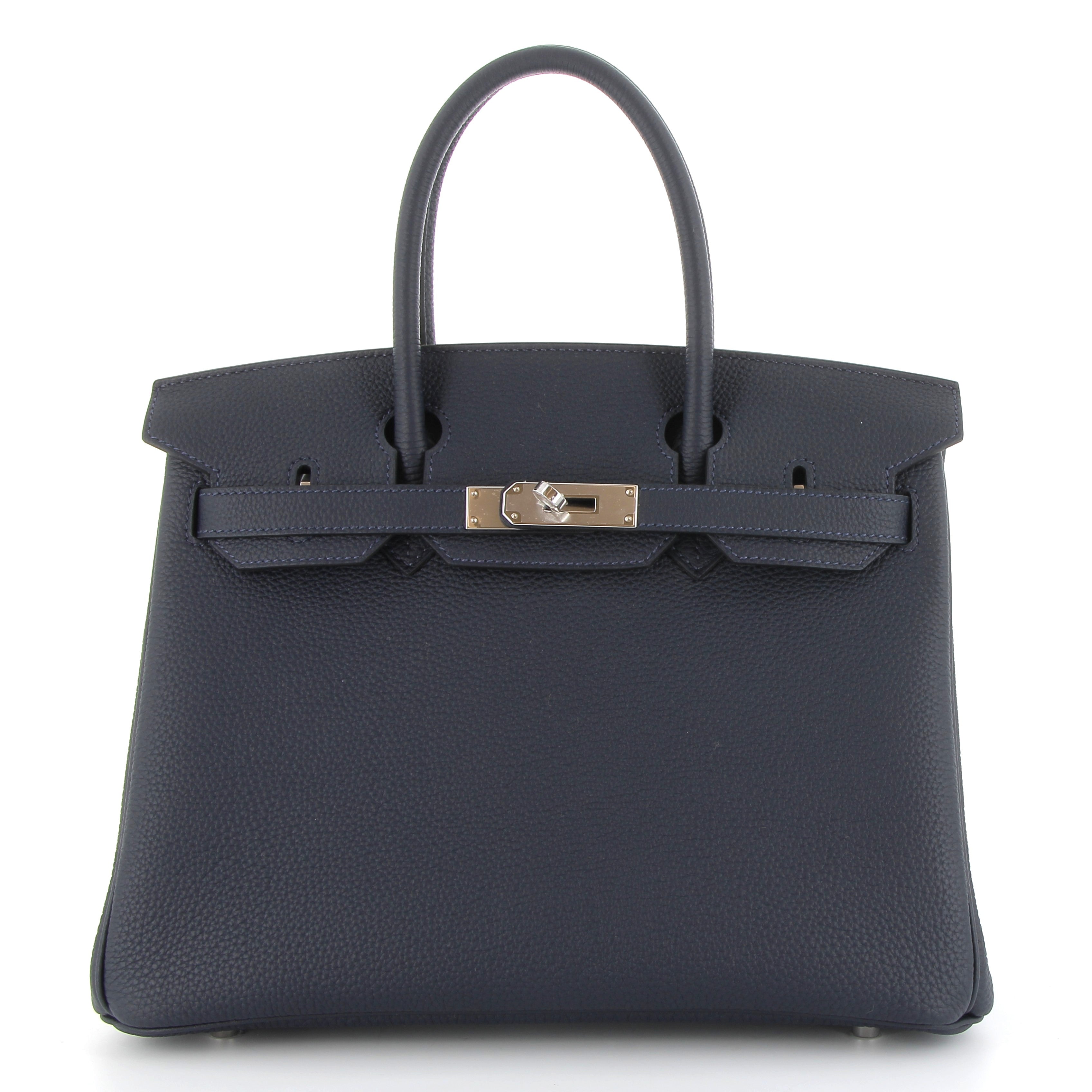 HERMES Birkin 30 Bleu Nuit Togo Leather Palladium Hardware