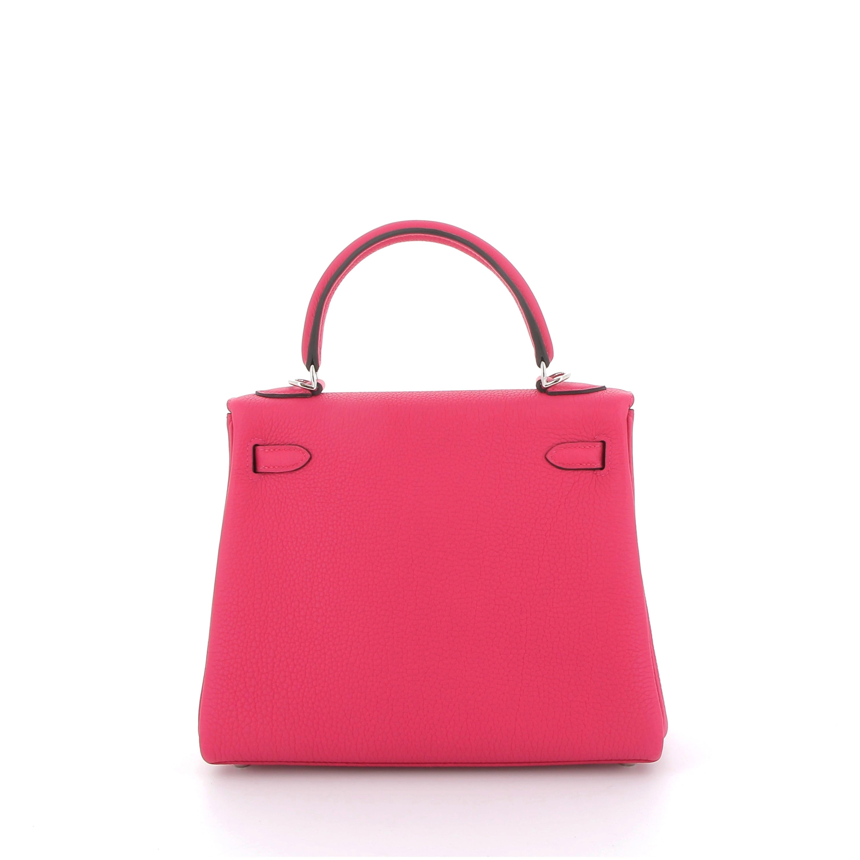 HERMÈS Kelly 25 Rose Mexico Togo Palladium hardware