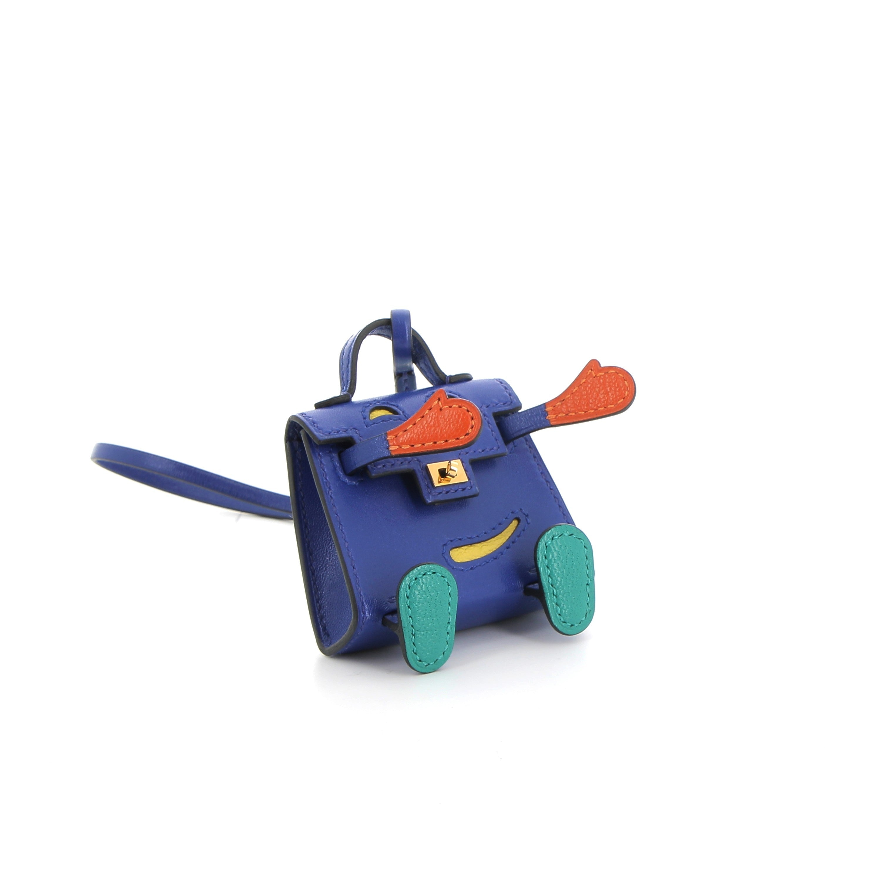 HERMÈS Charms Kelly Doll Bleu Électrique/Feu/Jaune de Naples et Vert Verone