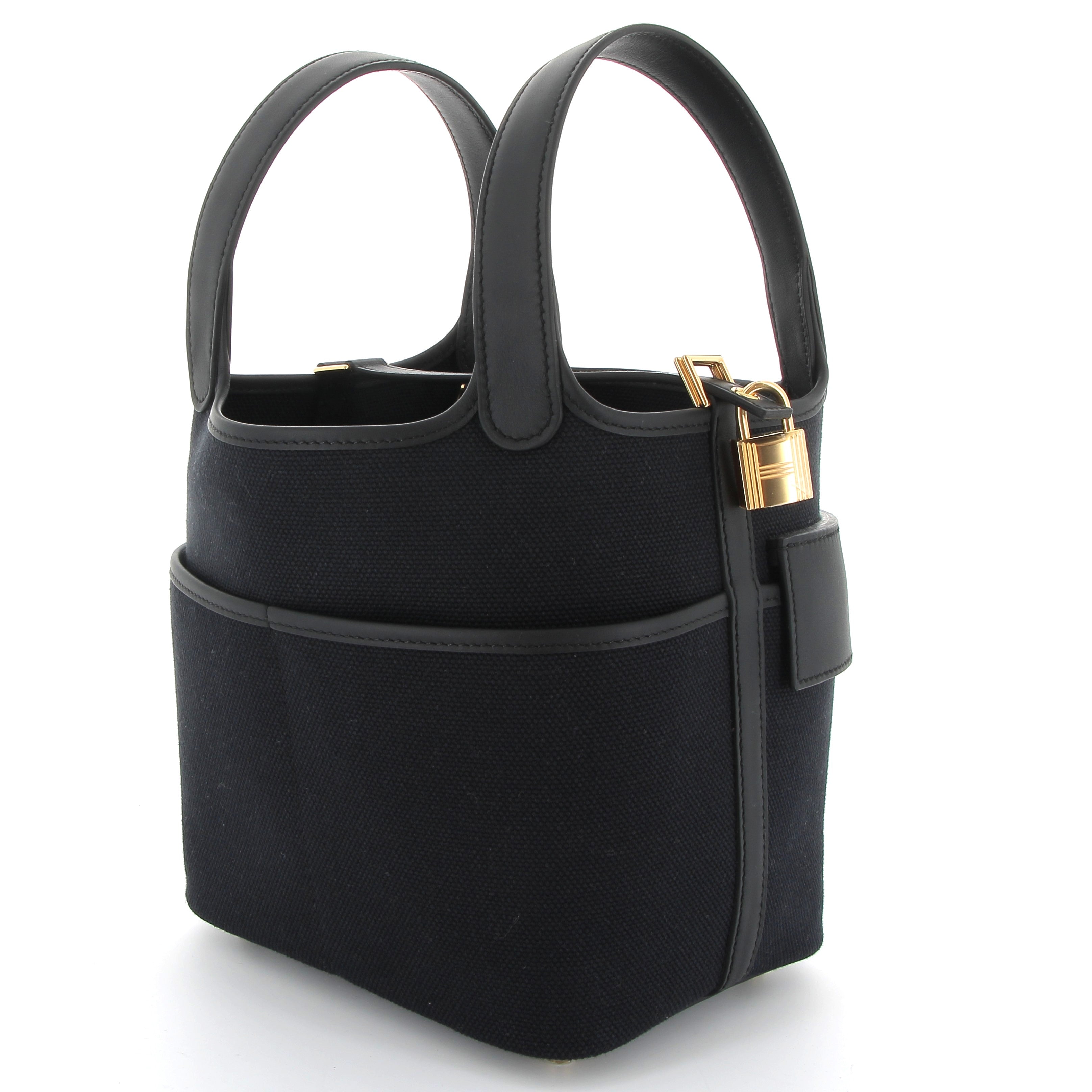 HERMÈS Picotin 18 Cargo Noir Canvas Gold Hardware (GHW)