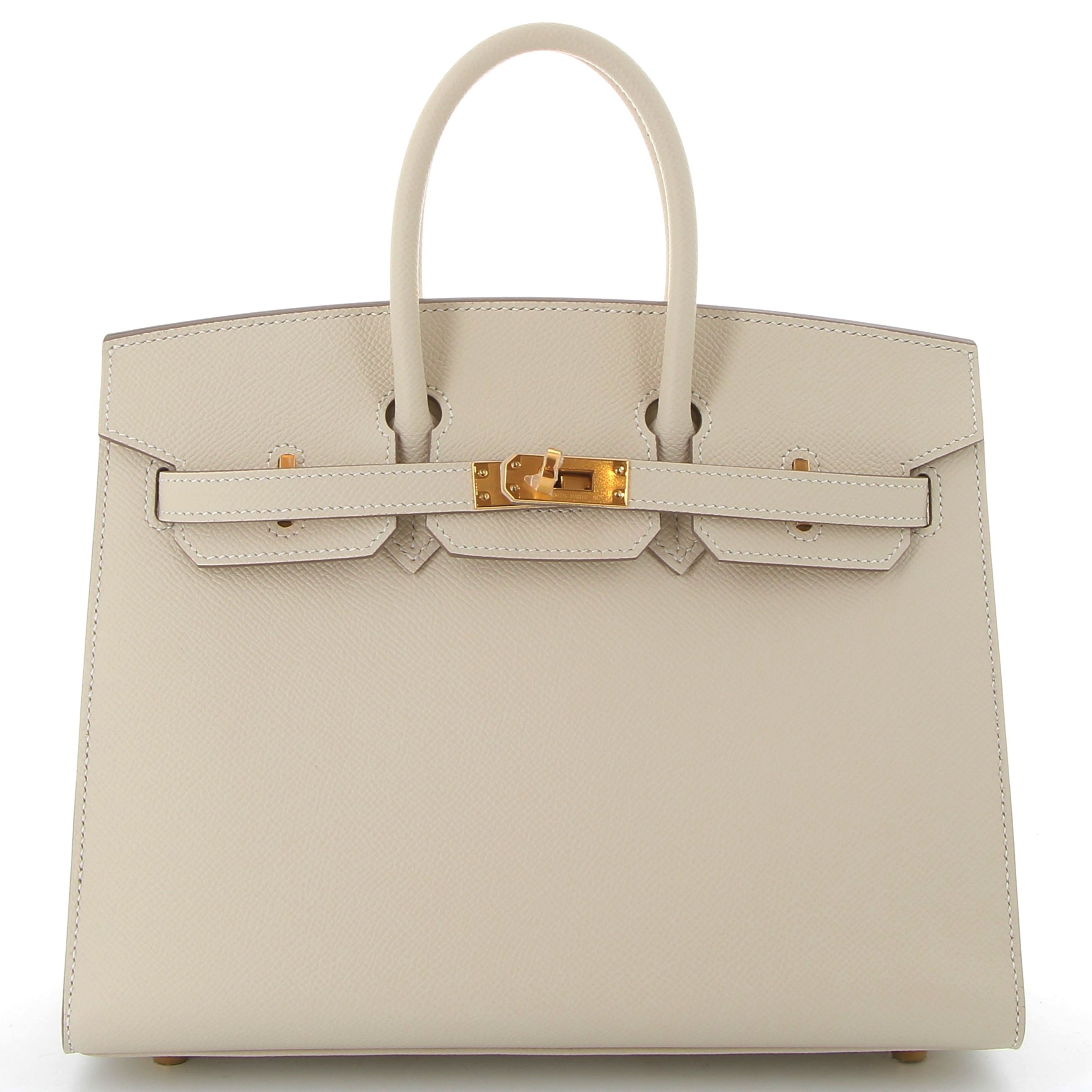 HERMES Birkin 25 Craie Sellier Epsom Leather Hardware