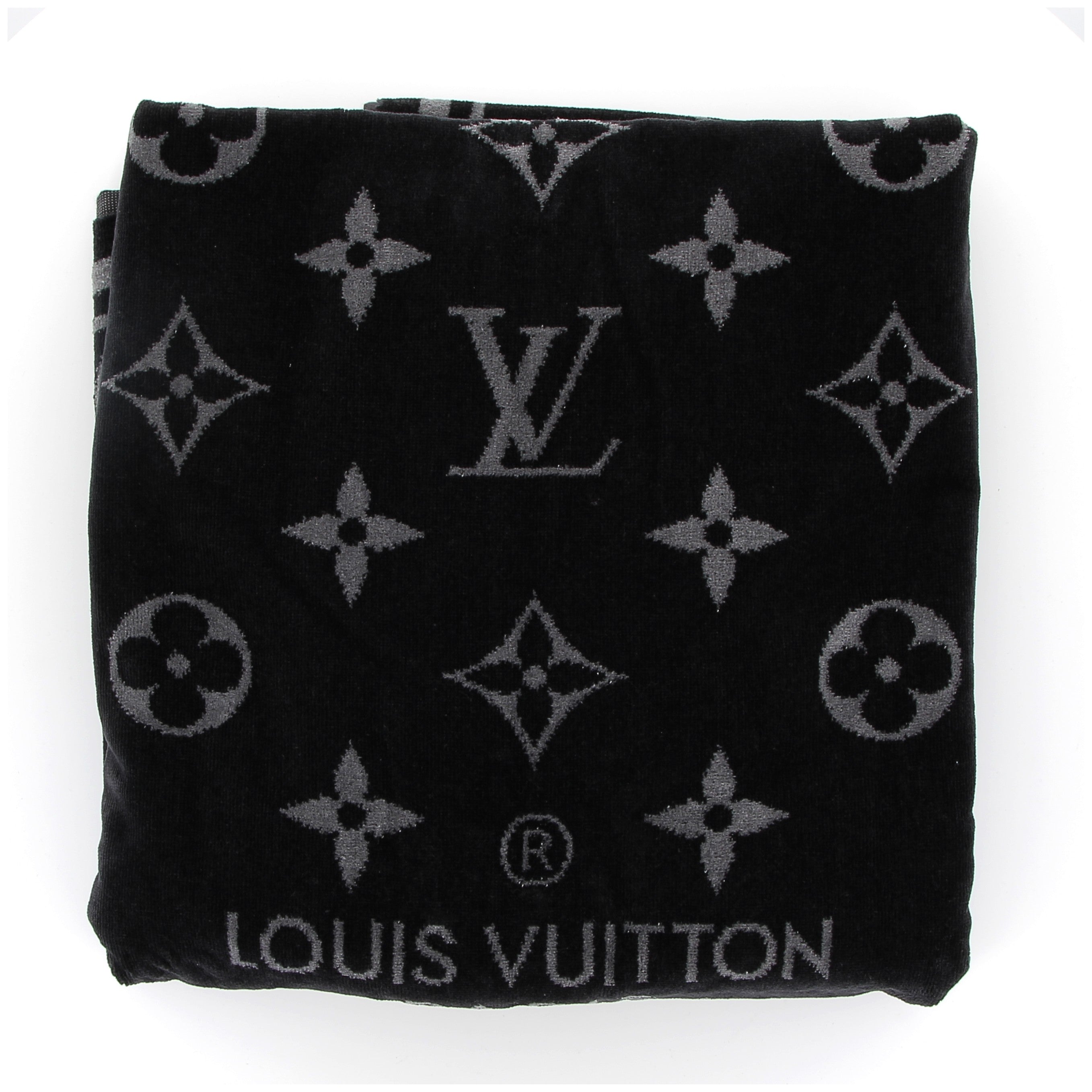 LOUIS VUITTON Black Monogram Bath Towel