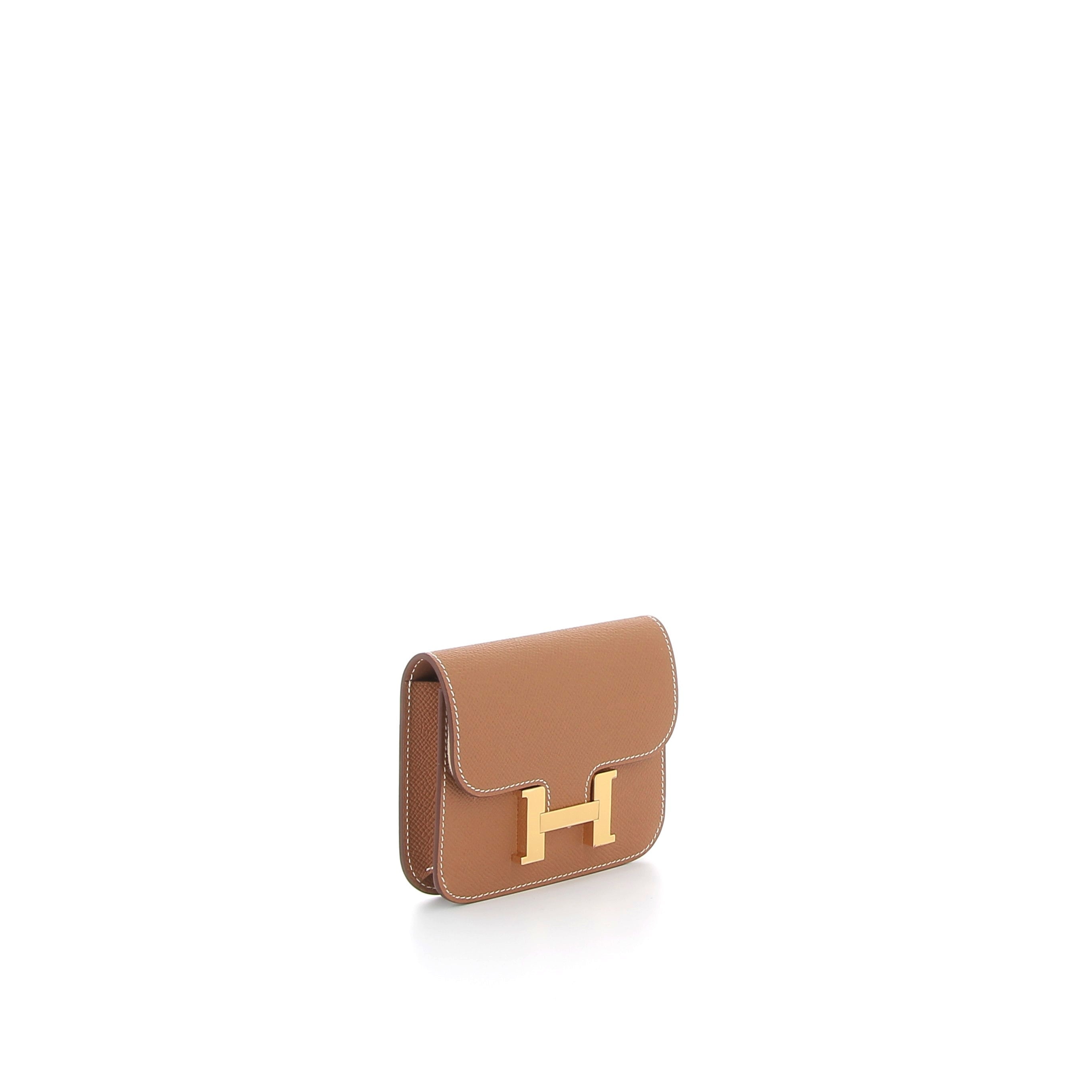HERMÈS Constance Slim Wallet Gold Epsom Gold Hardware