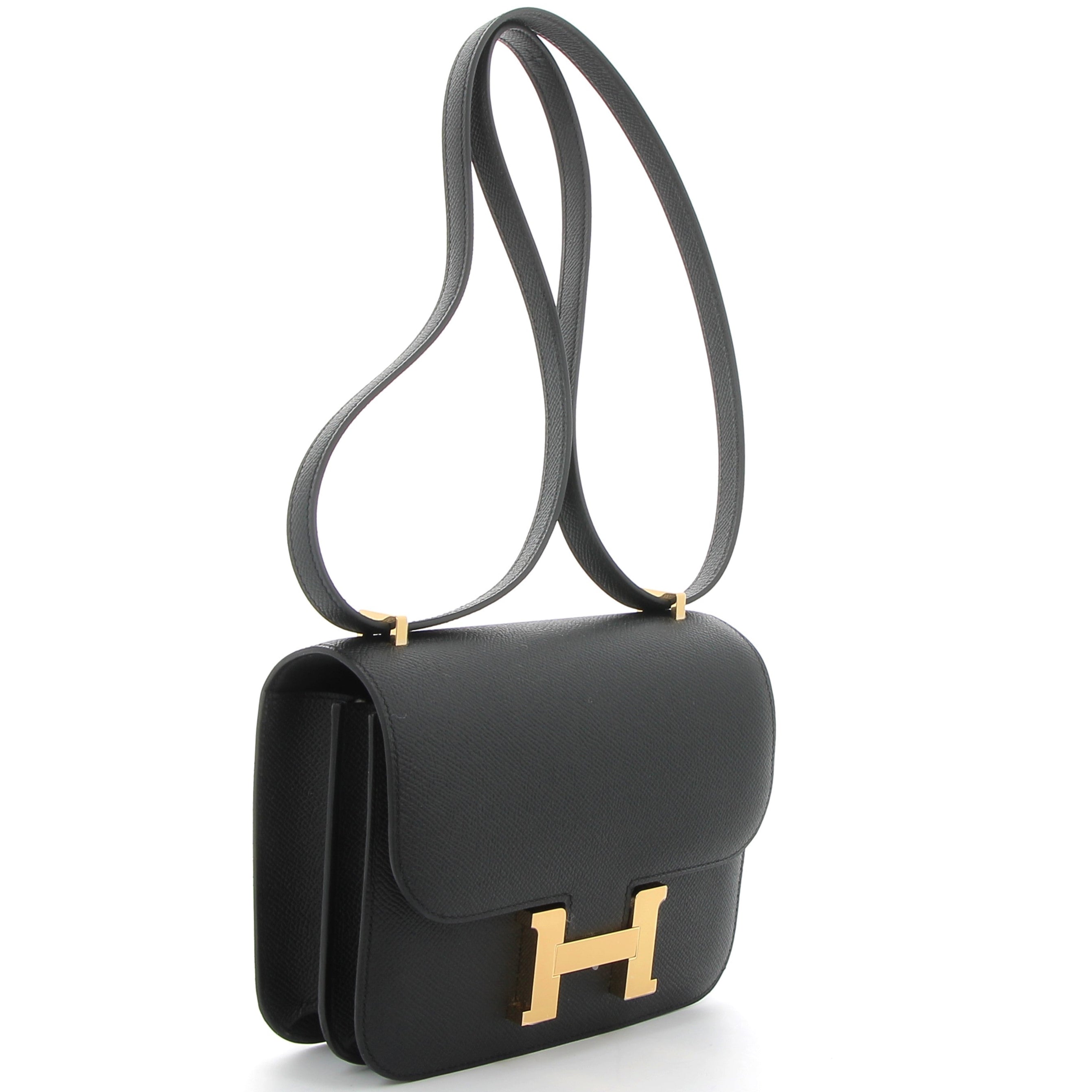 HERMES Constance 18 Noir Epsom Leather Brushed Gold Hardware