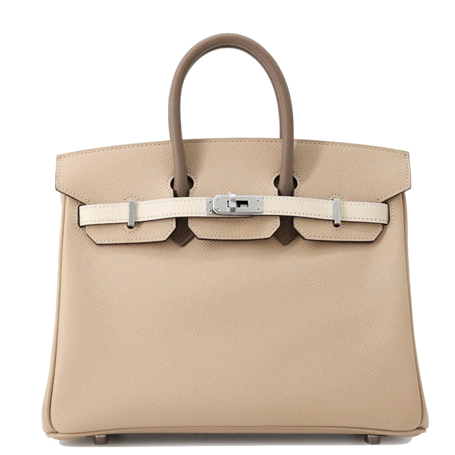 HERMES Birkin 25 Tricolor Trench/Craie/Etoupe Epsom Palladium Hardware